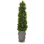 Nearly Natural 9934 40" Artificial Green Sweet Bay Cone Topiary Tree in Vintage Metal Planter