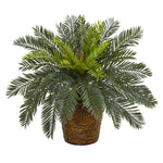 Nearly Natural 8875 15" Artificial Green Cycas Plant in Basket