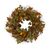 Nearly Natural 4365 23" Artificial Mustard Mixed Fall Leaf, Pinecone & Acorn Wreath