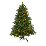 Nearly Natural 5`South Carolina Spruce Artificial Christmas Tree with 300 White Warm Lights and 1370 Bendable Branches