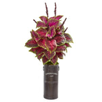 Nearly Natural 8648 37" Artificial Pink Coleus Plant in Decorative Planter