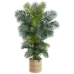 Nearly Natural T2965 6.5` Golden Cane Artificial Palm Tree in Natural Cotton  Planters