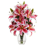 Nearly Natural 1343 Rubrum Lily with Decorative Vase