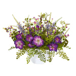 Nearly Natural 1768 Morning Glory Artificial Arrangement in White Vase