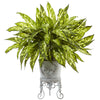 Nearly Natural 6883 24" Artificial Green Aglaonema with Metal Planter