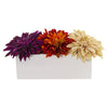 Nearly Natural Dahlia Artificial Arrangement in White Planter
