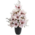 Nearly Natural 1707 Magnolia Pink Artificial Arrangement in Black Vase