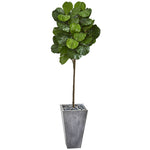 Nearly Natural 9259 75" Artificial Green Fiddle Leaf Tree in Cement Planter