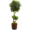 Nearly Natural 5679 6' Artificial Green Schefflera Tree in Bamboo Planter