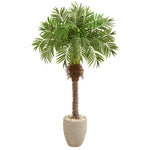 Nearly Natural 9427 63" Artificial Green Robellini Palm Tree in Sandstone Planter