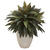 Nearly Natural 6494 30" Artificial Green Peacock Plant in Sand Colored Oval Planter