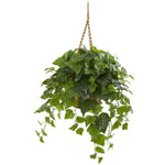 Nearly Natural 8521 38" Artificial Green Real Touch London Ivy Plant in Hanging Basket