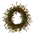 Nearly Natural 16`` Boxwood and Berries Artificial Wreath