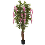 Nearly Natural 5349 6.5' Artificial Green & Pink Wisteria Silk Tree