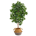 Nearly Natural T2959 4` Ficus Artificial Tree in Cotton & Jute Gray  Planters