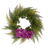 Nearly Natural 23`` Assorted Fern and Phalaenopsis Orchid Artificial Wreath