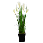 Nearly Natural P1575 ’ Wheat Plum Grass Artificial Plant in Black Metal Planters