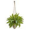 Nearly Natural 8752 29" Artificial Green Fern Plant in Hanging Vase