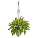 Nearly Natural 8752 29" Artificial Green Fern Plant in Hanging Vase