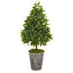 Nearly Natural 9927 35" Artificial Green Sweet Bay Cone Topiary Tree in Tin Planter