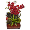 Nearly Natural 1412 Autumn Orchid & Succulent Arrangement with Chest