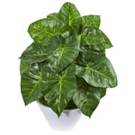 Nearly Natural 8408 23" Artificial Green Taro Plant in White Vase