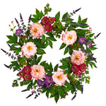 Nearly Natural W1143 22” Assorted Peony Artificial Wreath