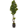 Nearly Natural T1093 83" Artificial Green Real Touch Rubber Leaf Tree in Ribbed Metal Planter