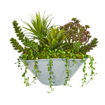 Nearly Natural 8423 10" Artificial Green Succulent Garden Plant in Green Vase