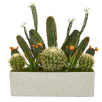 Nearly Natural P1106 26" Artificial Green Succulent Garden Plant in White Planter