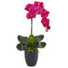 Nearly Natural Phalaenopsis Orchid Artificial Arrangement in Black Vase