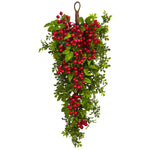 Nearly Natural 4562 26" Artificial Green & Red Berry Boxwood Teardrop Shaped