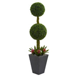 Nearly Natural 5730 5' Artificial Green Double Boxwood Ball Topiary Tree in Slate Planter, UV Resistant (Indoor/Outdoor)