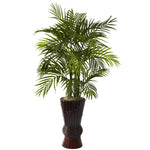 Nearly Natural 6723 4' Artificial Green Areca with Bamboo Planter
