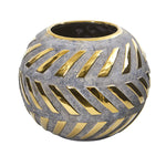 Nearly Natural 0774-S1 8” Regal Round Stone Vase with Gold Accents