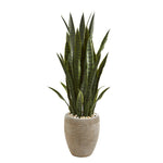 Nearly Natural 9189 3.5' Artificial Green Sansevieria Plant in Sand Colored Planter