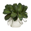 Nearly Natural 10``Phalaenopsis Orchid Leaf Artificial Plant in White Planter