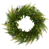 Nearly Natural 4234 23" Artificial Assorted Fern Wreath, UV Resistant Indoor/Outdoor