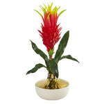 Nearly Natural A1142 19" Artificial Green & Red  Dragon Fruit Arrangement in Gold & Cream Elegant Vase