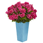 Nearly Natural Geranium Artificial Plant in Turquoise Planter UV Resistant (Indoor/Outdoor)