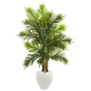 Nearly Natural 5649 5' Artificial Green Real Touch Areca Palm Tree in White Planter