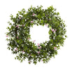 Nearly Natural 4543 18" Artificial Green Mini Ivy & Floral Double Ring Wreath with Twig Base