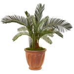 Nearly Natural 9623 34" Artificial Green Cycas Plant in Orange Planter