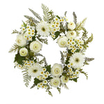 Nearly Natural 24" Mixed Daisy's & Ranunculus Wreath