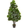 Nearly Natural 9130 52" Artificial Green Fiddle Leaf Fig Tree in Black Planter