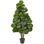 Nearly Natural 9130 52" Artificial Green Fiddle Leaf Fig Tree in Black Planter