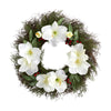 Nearly Natural 20`` Cedar, Amaryllis and Ruscus with Berries Artificial Wreath