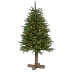 Nearly Natural 5` Napa Valley Pine Artificial Christmas Tree with 200 Warm White LED Lights, 335 Bendable Branches on a Faux Wood Stand