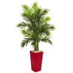 Nearly Natural 5647 5.5' Artificial Green Real Touch Areca Palm Tree in Red Planter