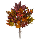 Nearly Natural 20`` Maple Leaf and Berries Artificial Flower Bouquet (Set of 3)